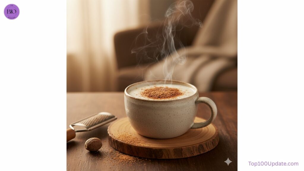 Warm milk with nutmeg – Ayurvedic bedtime drink for sleep.